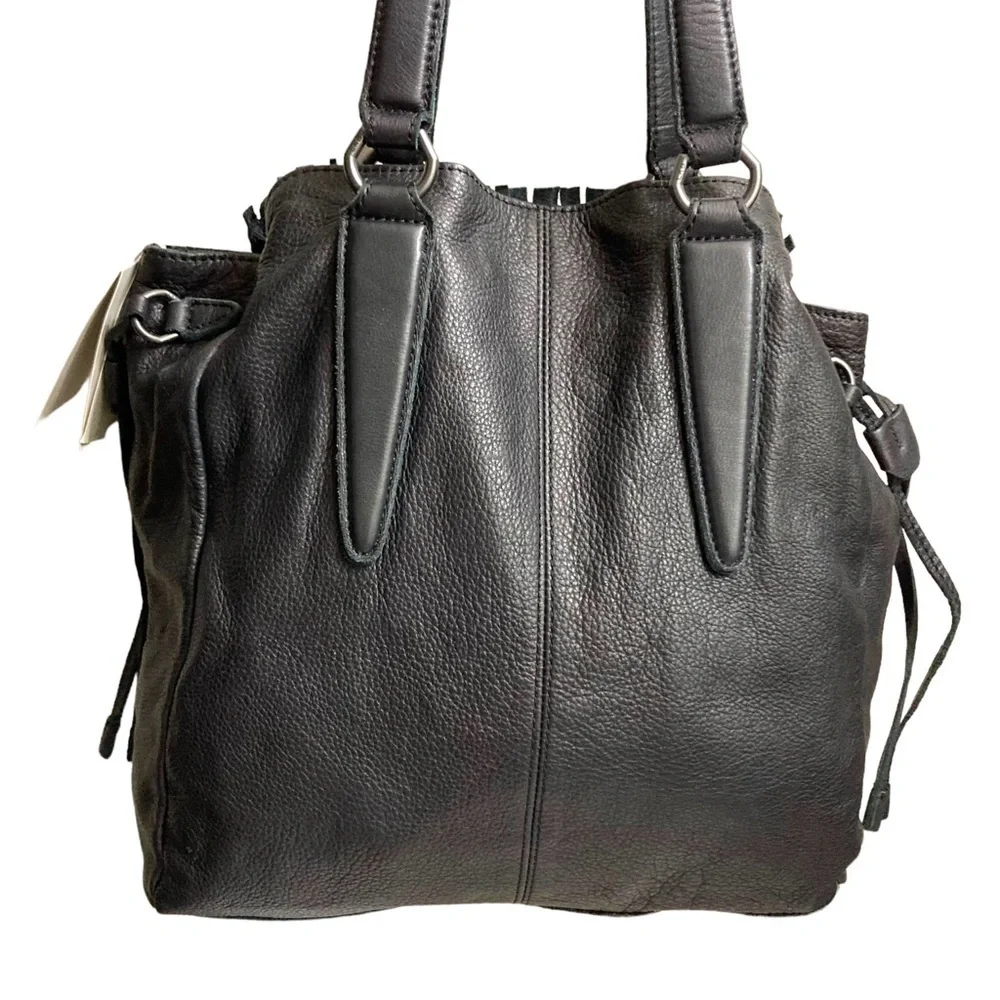 NWT LEIBESKIND-BERLIN SHOULDER SATCHEL woven black leather beautiful